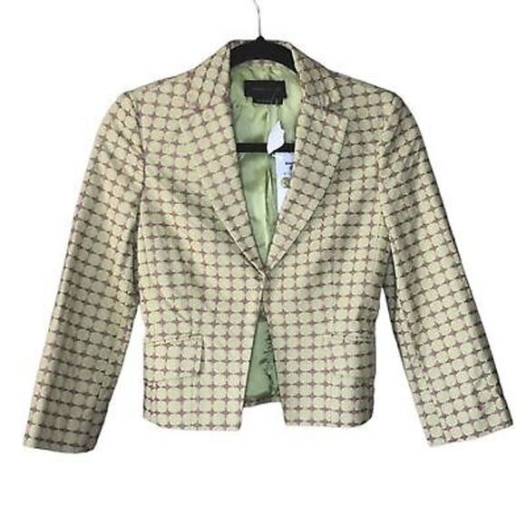 NWT BCBG Maxazria Single Breasted Blazer Green and Pink Size XS | SAME DAY SHIP - Picture 1 of 6